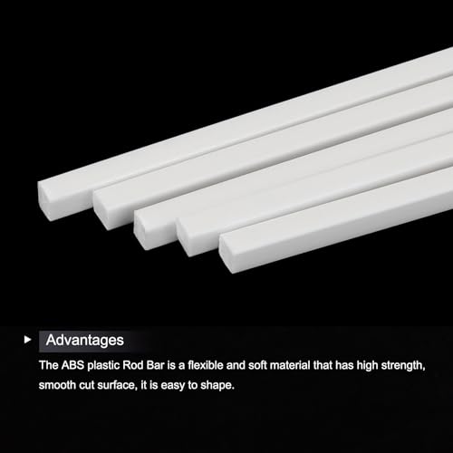 Image of MECCANIXITY 5Pcs ABS Plastic Rod Square Solid Bar 5 /32 inch x 20 inch White Smooth Plastic Tube Rods for Handwork Model Material,DIY Sand Table,Architectural Model Making