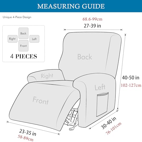 Funda de terciopelo grueso para sofá reclinable de 1 plaza con ajuste premium 4