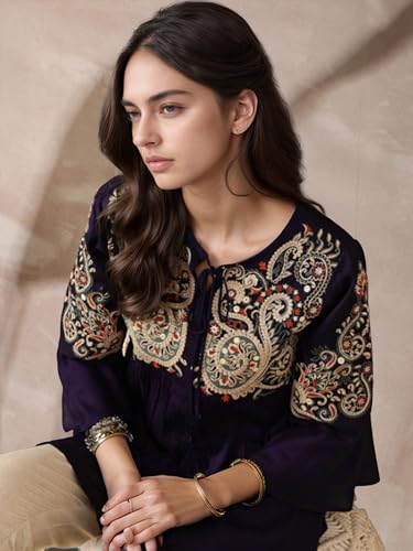 Image of Bee M Pee Designer Rayon Paisley Regular Short Kurti for Women Tunics Latest