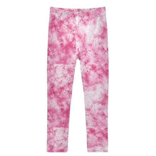 Boccsty Pink White Tie-dye Marble Girls Leggings Kids Yoga Pants Dance Active Tights 4T