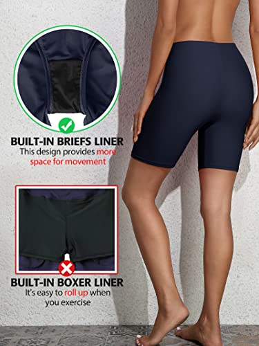 ATTRACO Women's High Waisted Swim Shorts with Pockets Bathing Suit Bottoms Long Board Shorts Plus Size3