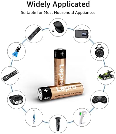 Lepro AAA Alkaline Batteries 100 Pack, 1200mAh Triple A Battery with Anti-Leakage Technology, High Capacity, Long Lasting Power, 1.5 Volt LR03 MN2400 AAA Battery Pack for Clocks Remotes Mouse Torch