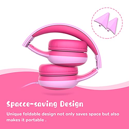 Image of Kids Headphones with Limited Volume, Cat Ear Toddler Headphones, Wired Headphone Over Ear for Boys and Girls,Stereo Sound Foldable 3.5mm Headset for Children