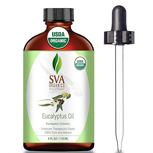 SVA Organics Eucalyptus Essential Oil Organic 4 Oz USDA with Dropper 100% Pure