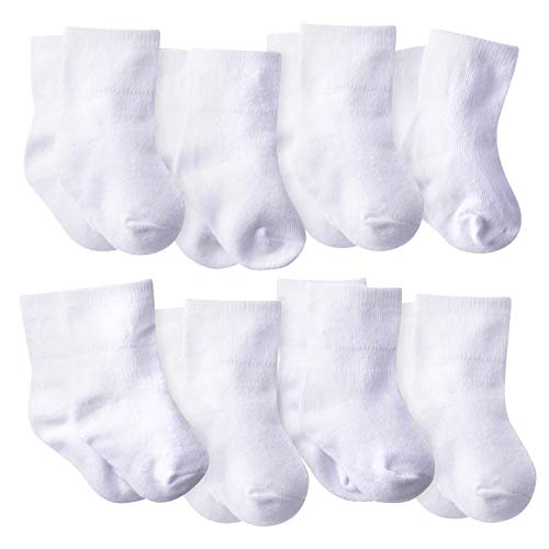 Gerber unisex baby 8-pair Sock hosiery, White, 6-12 Months US