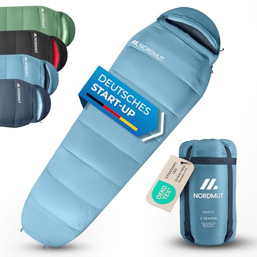 NORDMUT® Schlafsack Erwachsene – kleines Packmaß &...