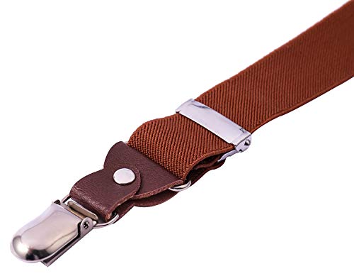 Pzle Little Boys' Bow Tie And Suspenders Adjustable Set For Wedding 30 Inches Brown #TOP3