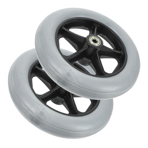 KOMBIUDA 2個車椅子前輪 ソリッドキャスター 軽量滑り止め設計 軸付き簡単立 高精バランスと操作性 車椅子交換部品 安定性と快適性向上