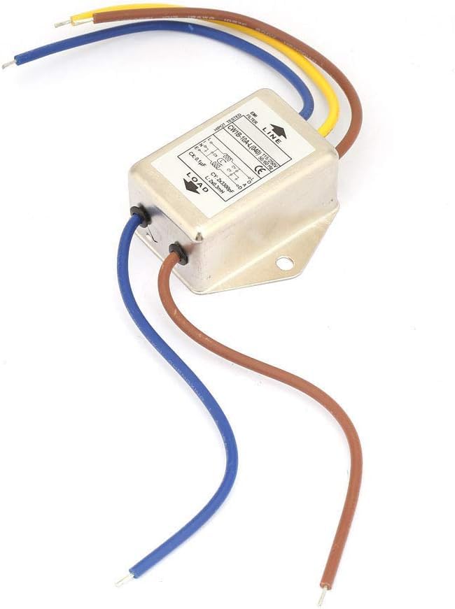 Uadme Filtro emi, CW1B-10A-L(040), Filtros Red Electrica, Filtro de Interferencia Electromagnético 125/250V, para Suprimir Interferencias de Impulsos Continuos e Intermitentes