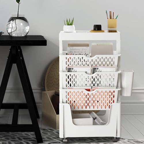 Libreria mobile con ruote, carrello a 5 livelli