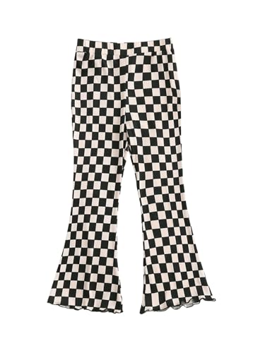 SOLY HUX Toddler Girl's Checkered Flare Leggings High Waisted Bell Bottom Pants Workout Athletic Trousers