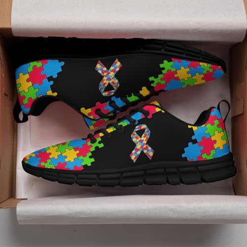 Sonzj-II Autism Shoes Women Men Running Sneakers Autism Awareness Puzzle Print Tennis Walking Gym Shoes Gifts for Mom3