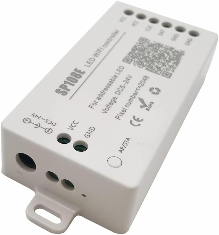 WS2812B WiFi SP108E Controller Support WS2811 WS2815 WS2801 SK6812 WS2813 SK9822 APA102C etc Almost All LED Strip Module Light iOS/Android App Control AP Mode/STA Mode (SP108E)