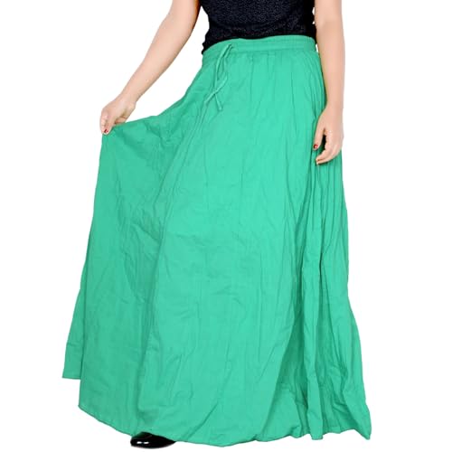 Image of Sttoffa Women Solid Color Maxi Plain Cotton Full Length White Skirt 40 inch Long Cotton Long Skirt