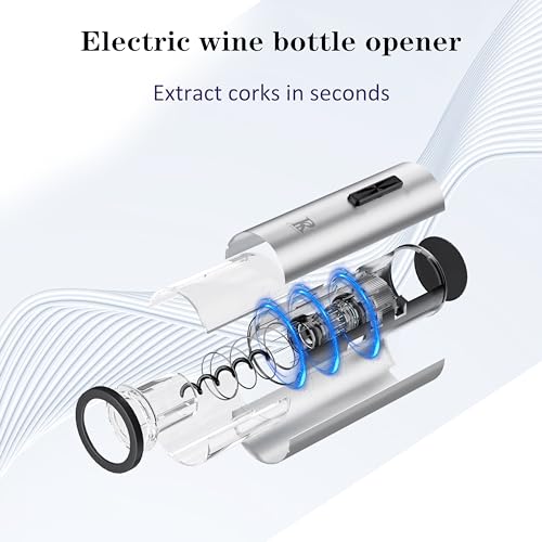 Electric Wine Opener Rechargeable, One-touch Automatic Wine Bottle Corkscrew Opener (Stainless Steel) Set,Ideal Wine Accessories and Wine Gift Sets - Image 4
