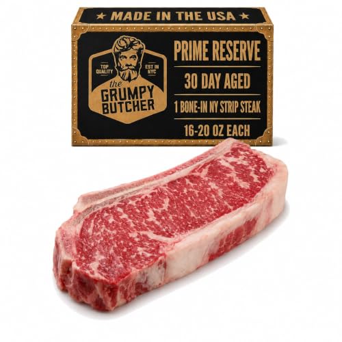 Grumpy Butcher Prime Reserve, Bone-In Strip Steak, 1 Pack