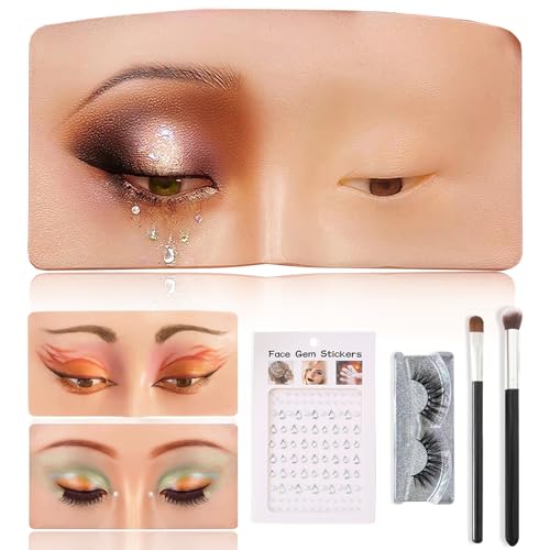 Penubuy práctica de maquillaje de silicona cara completa para elementos esenciales del maquillador, cara de maniquí para práctica de maquillaje con juego de brochas (nude, 6,5