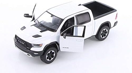 Showcasts 2019 Dodge Ram 1500 Crew Cab Rebel Pickup Truck, White 79358W - 1/24 Scale Diecast Model Toy Car