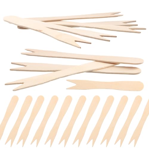 Litinliv 200PCS Wooden Forks, Fries Fork, Mini Wooden Forks, Wooden Chip Fork, Biodegradable Wooden Natural Forks, Wooden Cocktail Fork, Wooden Fruit Forks for Banquet Parties Bbqs Picnics (85MM)