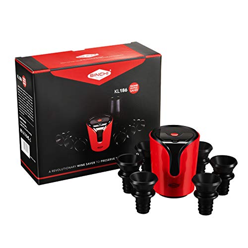 Sinchi Vacuum Wine Preserver Keeps Wine Fresh Up To 10 Days, 6 Wine Stoppers For Wine Bottles + 1 Electric Vacuum Pump Wine Saver Set, Ideal Gift For Wine Lovers #TOP5