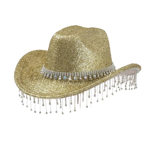 Chapeau Panama en cristal scintillant avec strass protecteurs pour spectacles de femmes