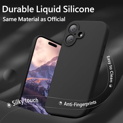 Image of DIZORO Compatible for iPhone 17 Slim Liquid Silicone 3 Layers Full Covered Soft Gel Rubber Protective Phone Case with Raised Camera Design (Black)