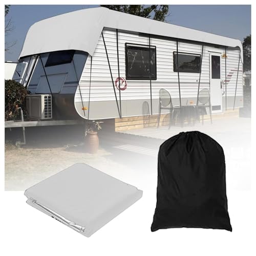 HFKJway Class C RV Cover - 210D Oxford Cloth, Wind, Rain and Snow Proof, Waterproof Camper Cover, Grey - 6.5m3m
