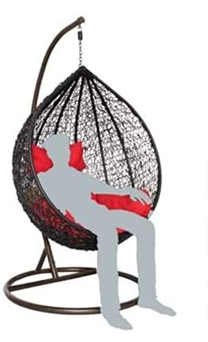 Image of Single Seater Swing Chair with Stand for Home & Cushion & Hook Outdoor Indoor | Balcony |Garden |Living Room |Garden | Patio | Home Improvement|(Swing Gold with Cushion Beige)