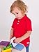 RUGGEDBUTTS Baby/Toddler Boys Short Sleeve Collared Neck Polo Shirt - Red Pique, 6