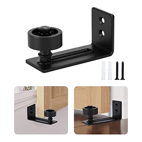 Home Master Hardware Heavy Duty 12" Sliding Barn Door Handles, Pull And Flush Handle Set For Gates Garages Sheds Furniture, Round Rustic Two-Side Flat Back-Plate Design, Black Powder Coated Finish #TOP4