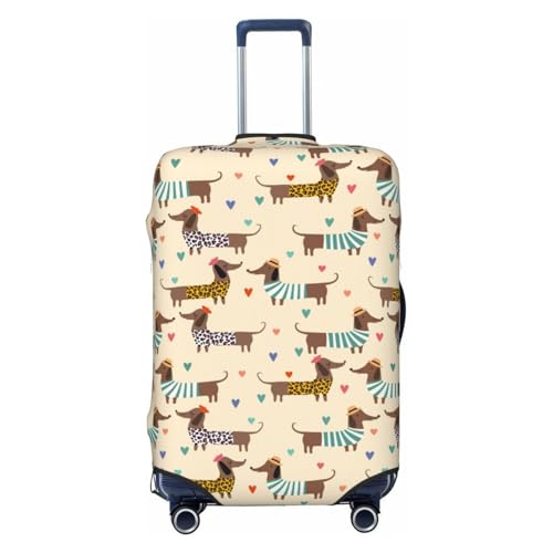 Dachshund Dog Print Luggage Cover For Suitcase,Washable Elastic Travel Suitcase Protector With Zipper Closure And Bottom Buckle – Fits 18-32