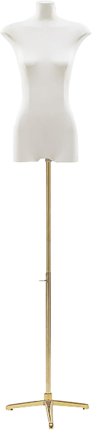 Fashion Mannequin, Female Dress Form with Stand, Adjustable Height Linen Torso Dummy for Clothing Store Display, Pants and Tops(Gold)