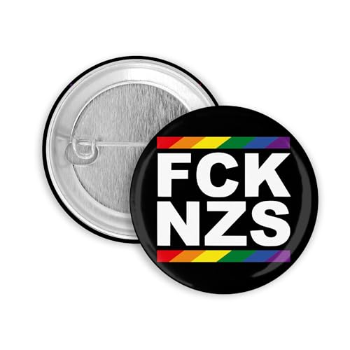 3x FCK NZS Regenbogen Button | 25mm