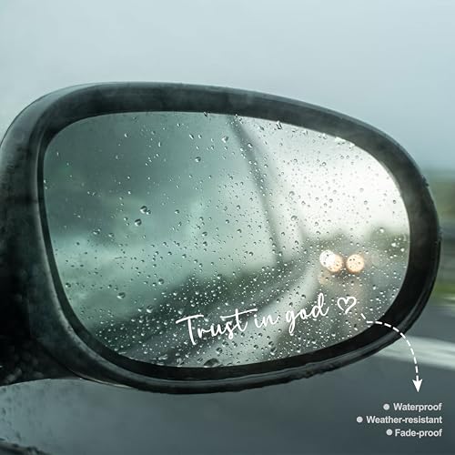 Image of 3Pcs Trust in God Rearview Mirror Sticker,Car Stickers and Decals for Women,Self-Adhesive Waterproof Car Stickers Rearview Mirror Accessories