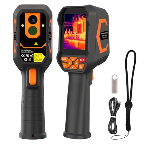 Caméra Thermique Portable, Résolution IR 256 x 192, Super Résolution 512 x 384, Thermomètre Laser -20 °C à 550 °C, Caméra Infrarouge 25 Hz, Caméra Vidéo 1080P pour électriques Industrielles