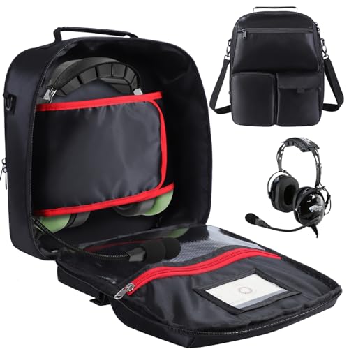 Crisinant Pilot Headset Bag, Portable Aviation Headset Pilot Bag Aviation Carrying Case Flight Bag for Aviation Headset, Kneeboard and Other Accessories
