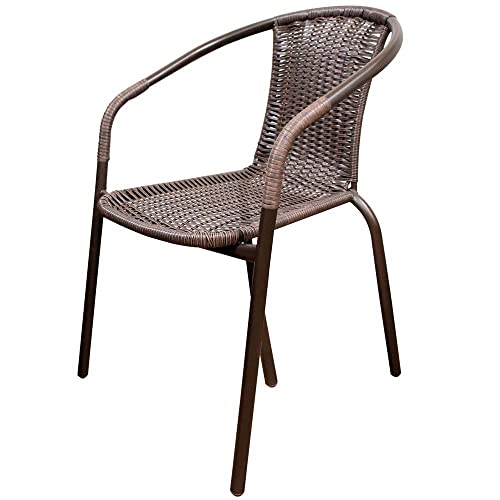 Poltrona em Aço com Fibra Sintética Rattan Marrom 77x53x58 Cm