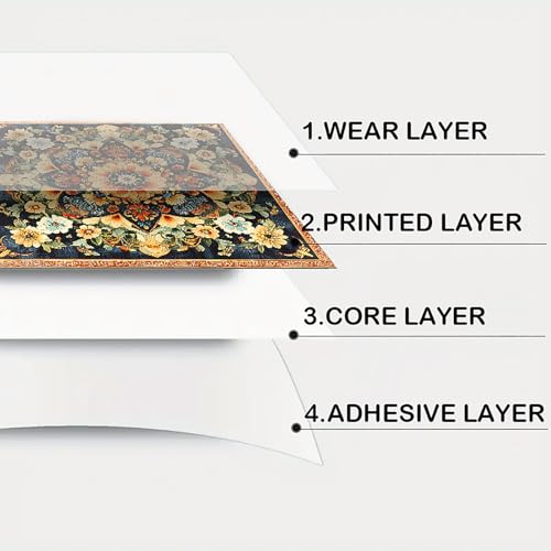Image of Nuxovilar Peel and Stick Vinyl Floor Tiles, 11.8 inchx11.8 inch | Mandala Floral Pattern, 10-Pack Self-Adhesive Flooring for DIY Projects
