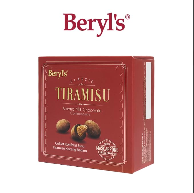 Image of Beryls Tiramisu Almond Milk Chocolate Bar 65g | Imported Premium Chocolate with Crunchy Almonds & Coffee Notes | Dessert-Inspired Treat | Ideal Gift | Pack of 1