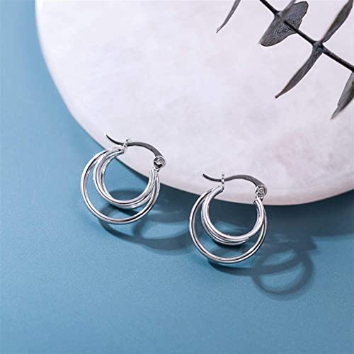 925 boucles d'oreilles pour femmes : le cadeau exquis d'un anneau multicouche élégant