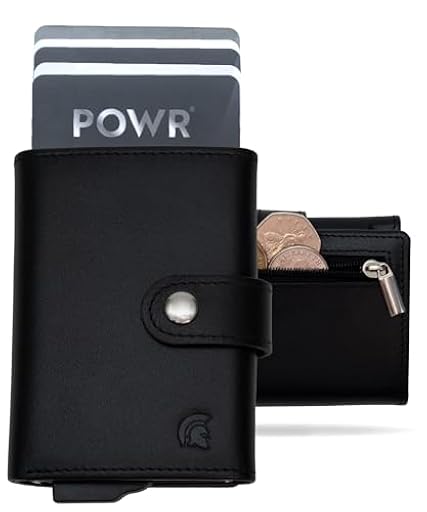 POWR Cartera de Metal para Hombre con Compartimento para Monedas. Tarjetero RFID de Cuero Vegano Negro para Hombre. Cartera Minimalista para Tarjetas de crédito para Hombres. Cartera Delgada de Metal | Ya disponible en tu tienda friki favorita! En mundofriki.es!