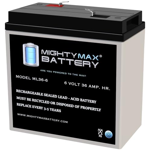 Mighty Max Battery 6V, 36Ah, AGM, F2 Terminal, Replacement Battery Compatible with Medical wheelchairs