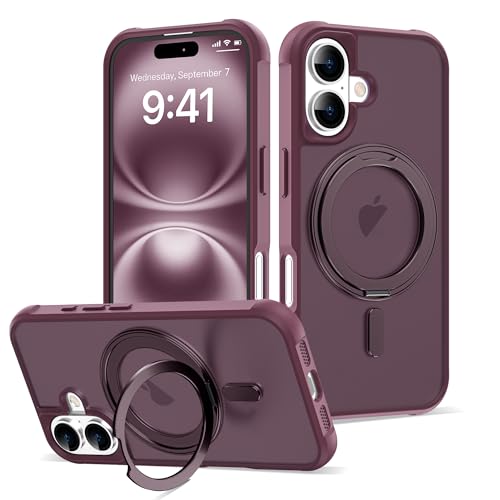 Image of Compatible with iPhone 16 Case with Stand 6.1 inch,Wine Red