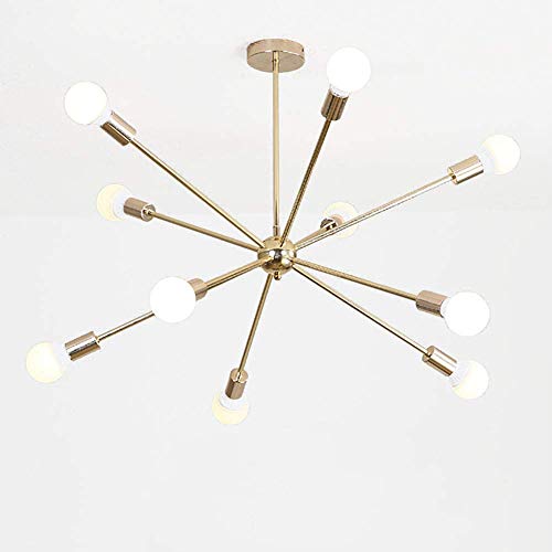 Lámpara de techo industrial vintage con 6 luces doradas Sputnik 2