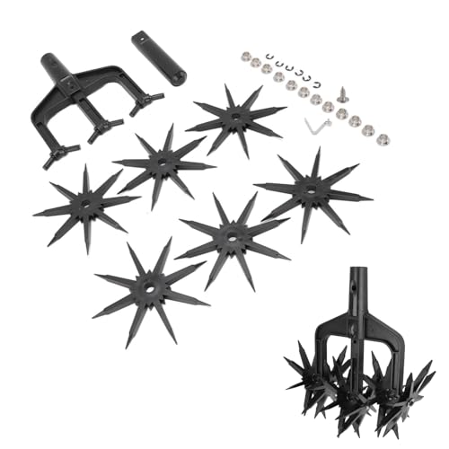Scarificador Suelo de jardín y aireador 2 en 1, Rueda extraíble Diseño Espiga Larga ABS Ligero Manual Cultivador de timón rotativo Herramienta para el jardín Flojo del Suelo