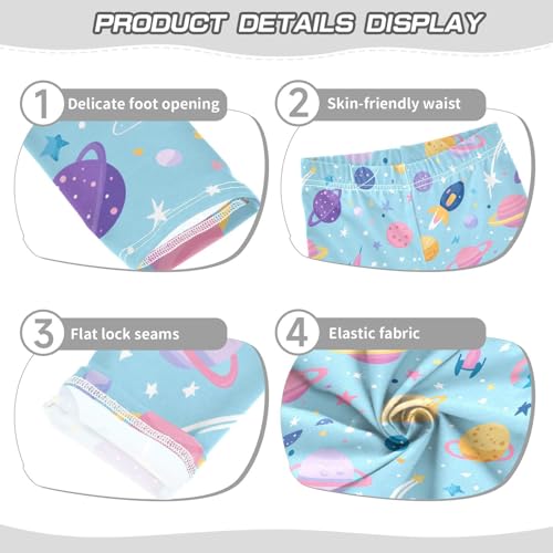 Boccsty Light Blue Purple Planet Girls Leggings Kids Yoga Pants Dance Active Tights 4T3