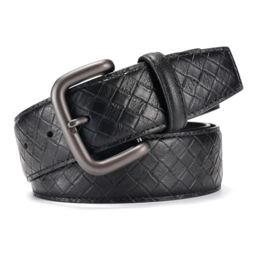 Men's Belt First Layer Cowhide Hand-woven Embossed Belt Business Casual Gifts2