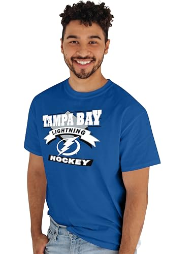 Tampa Bay Lightning NHL Officially Licensed T-Shirt Retro 90's Hockey Team Color, Large