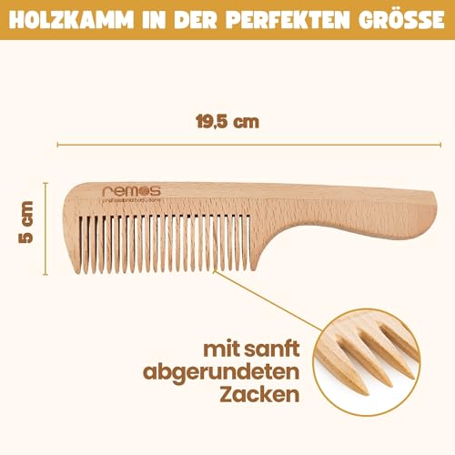 Foto von REMOS Holzkamm mit Griff aus heimischem Buchenholz 20 cm mit feiner Zahnung
