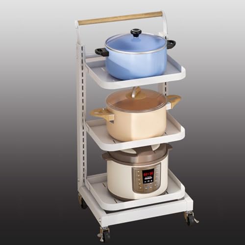 Carrito de almacenamiento de cocina rodante blanco de 3 niveles que ahorra espacio, estante de almacenamiento móvil para despensa de cocina y gabinete.